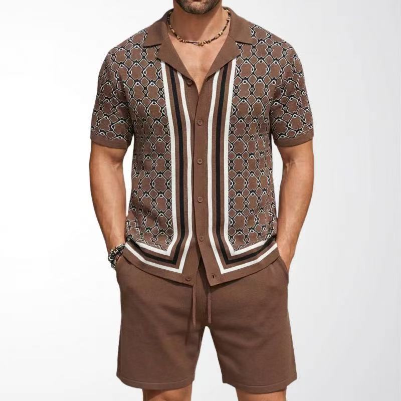 Men's Short-Sleeve Knit Shirt and Shorts Set