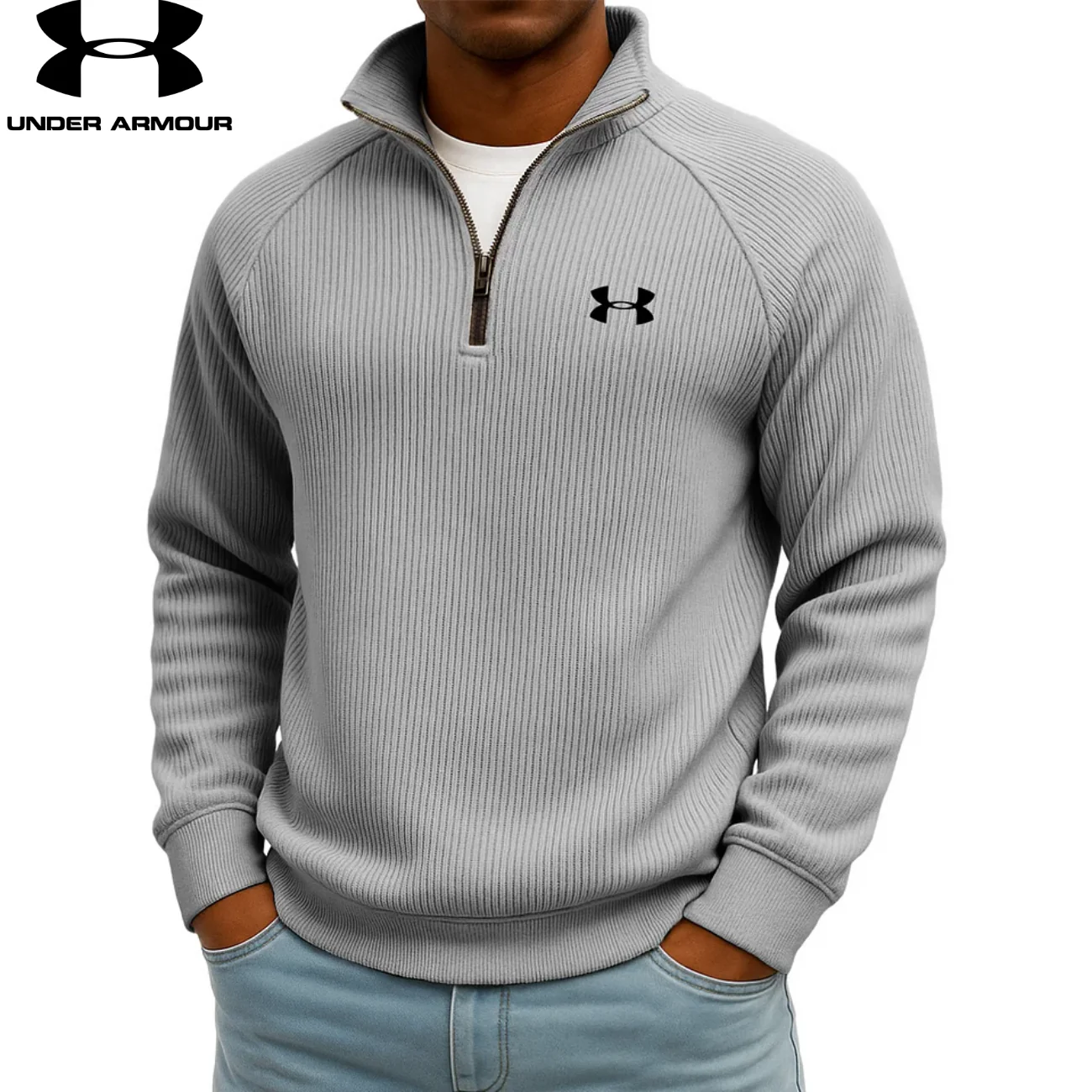 UA Ribbed Performance Quarter-Zip Sweatshirt