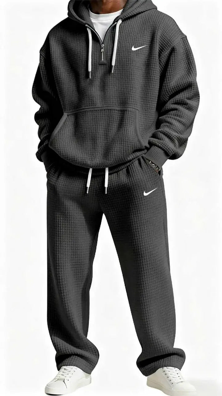Men's Waffle Knit Hoodie and Sweatpants Set
