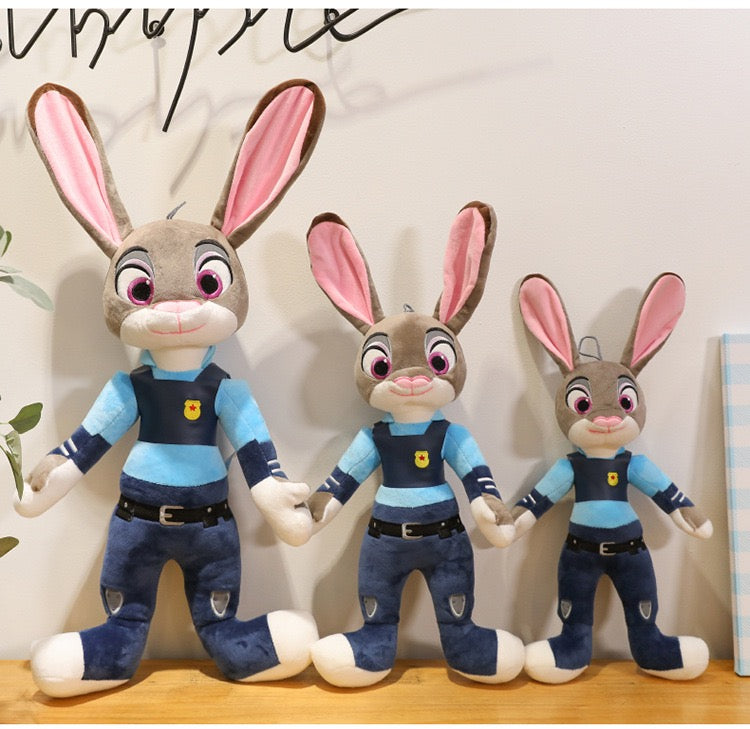 Fox and rabbit plush toys