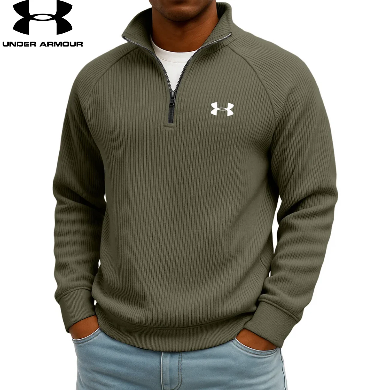 UA Ribbed Performance Quarter-Zip Sweatshirt