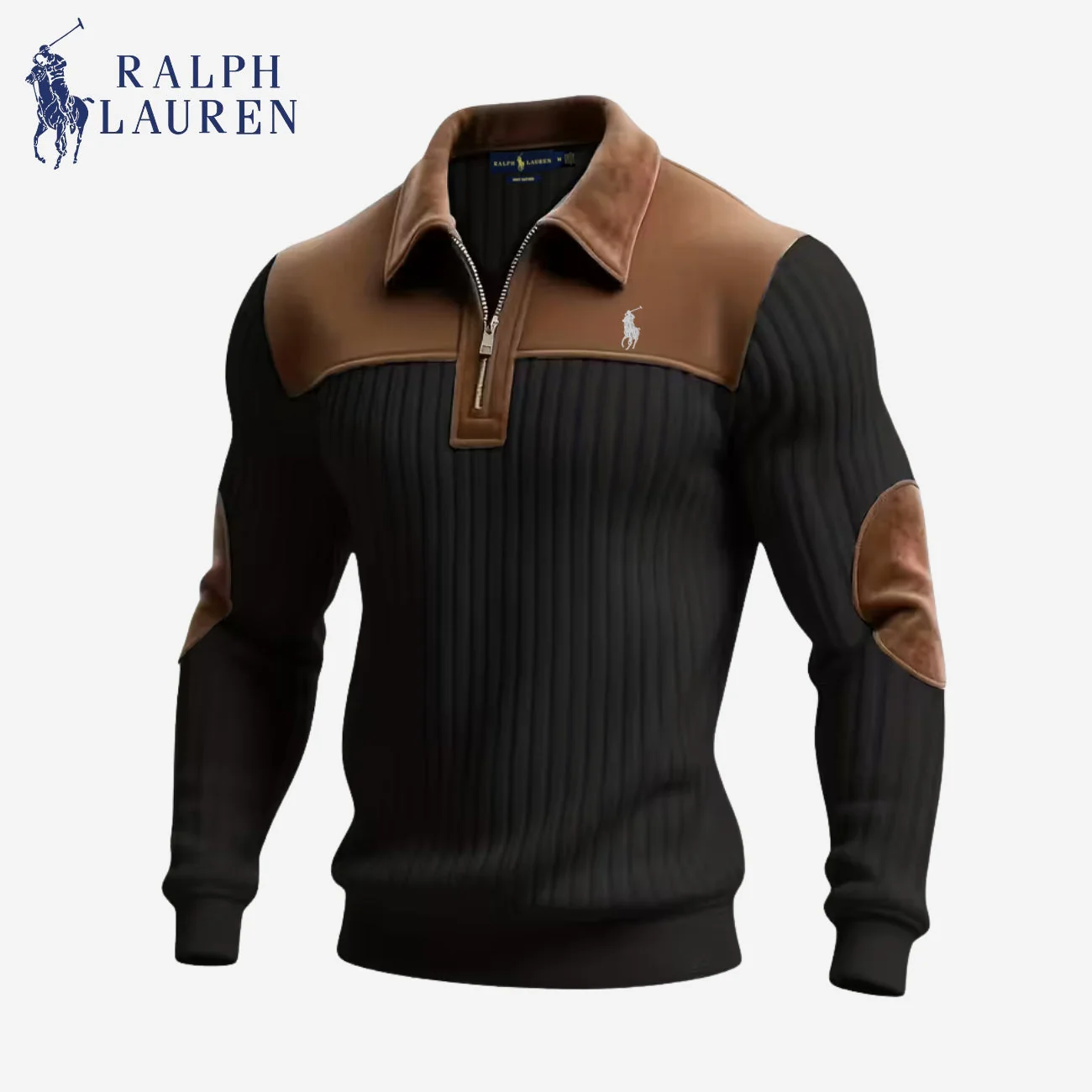 Men's Ribbed Half-Zip Knit Sweater