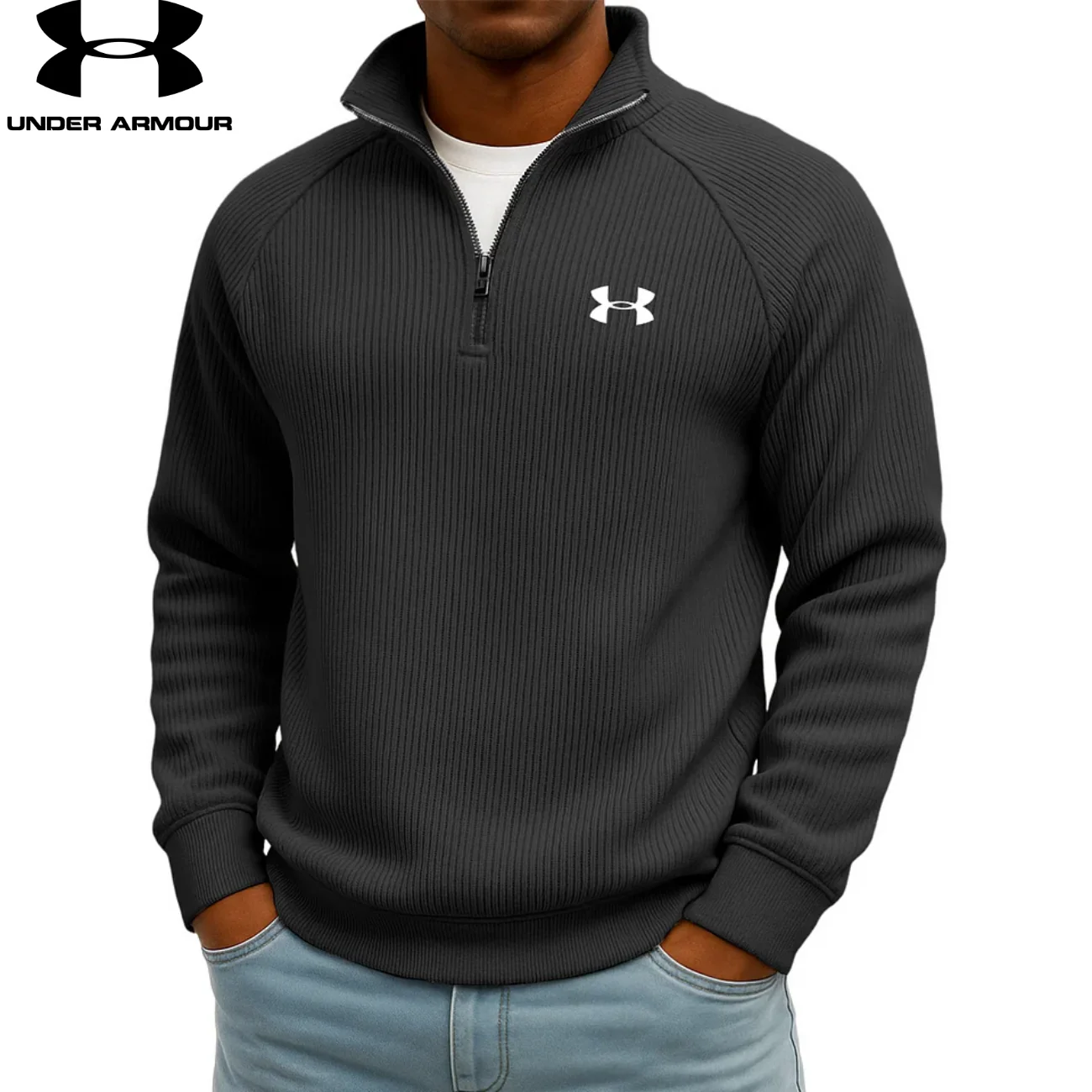 UA Ribbed Performance Quarter-Zip Sweatshirt