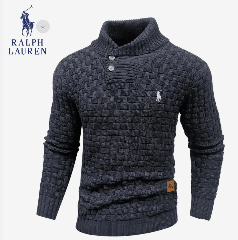Men's collared knitted stretch pullover sweater