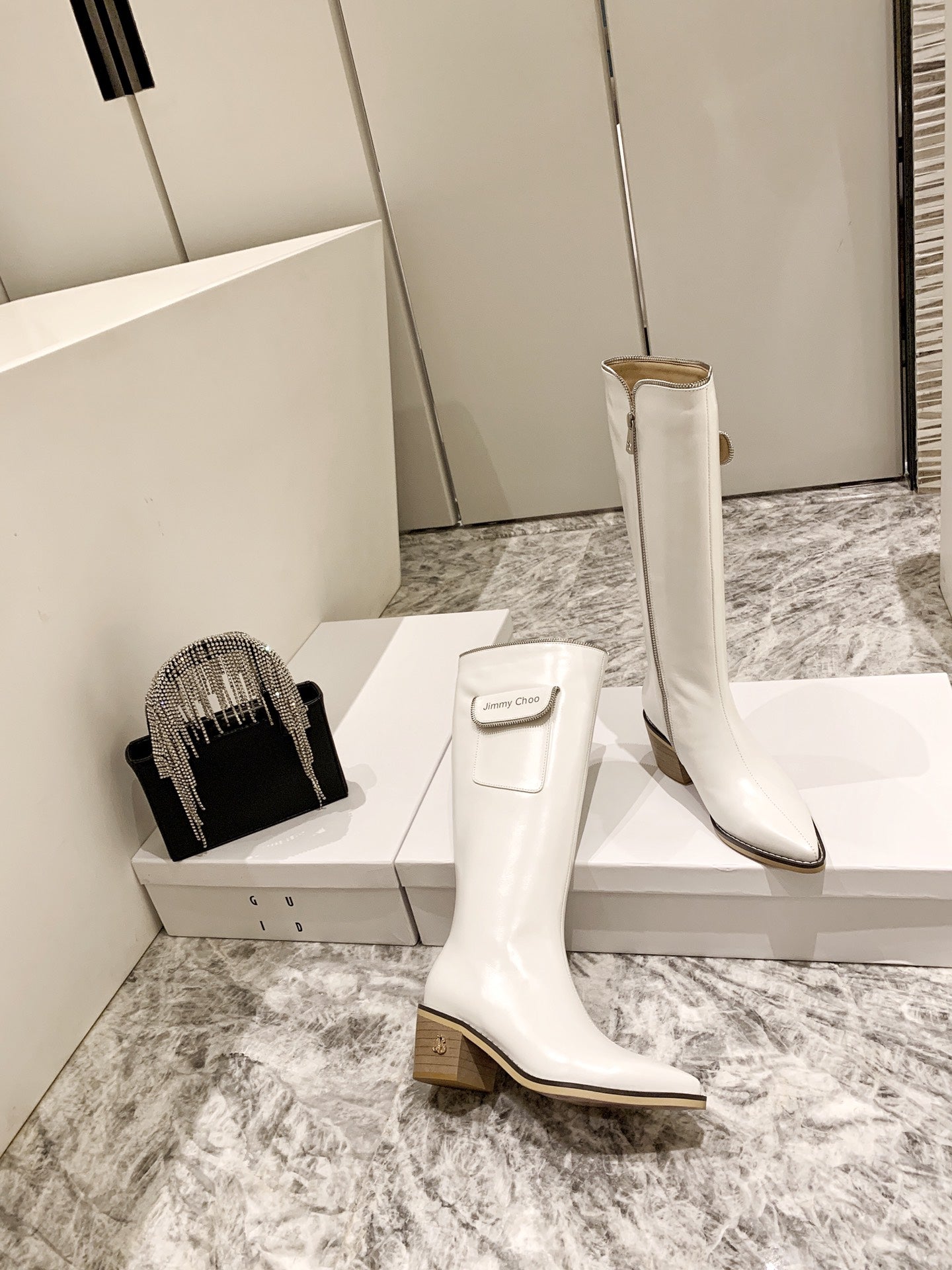 Jimmy Cho* new  1: 1 VIPfashionable autumn and winter zipper pocket boots