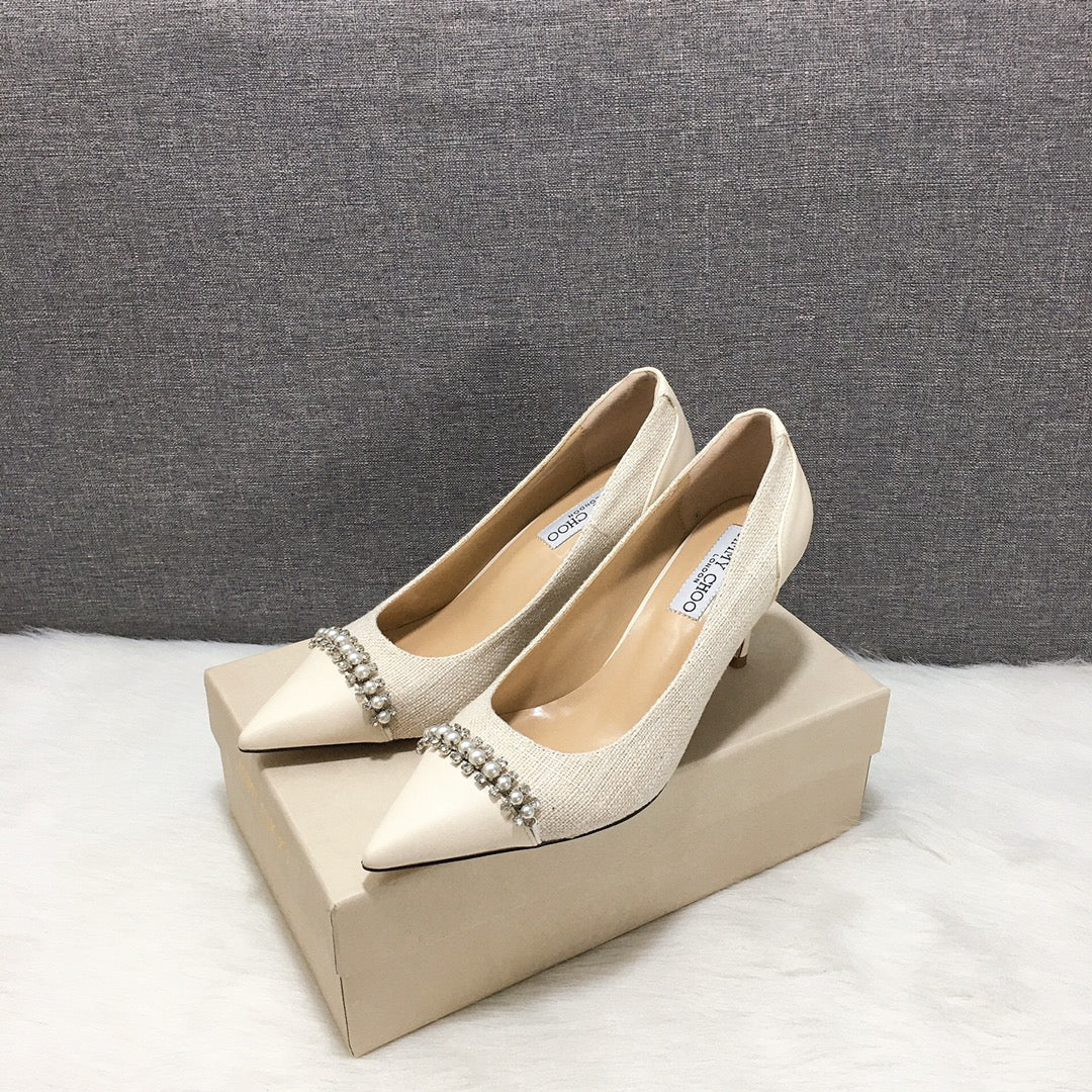 Jimmy Cho* new toe box with unique pearl + diamond, multiple colors to choose from