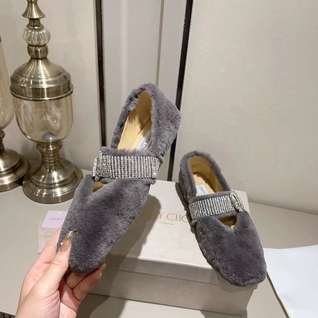 J**C* new high 1: 1 VIPquality rhinestone rabbit fur fur slippers