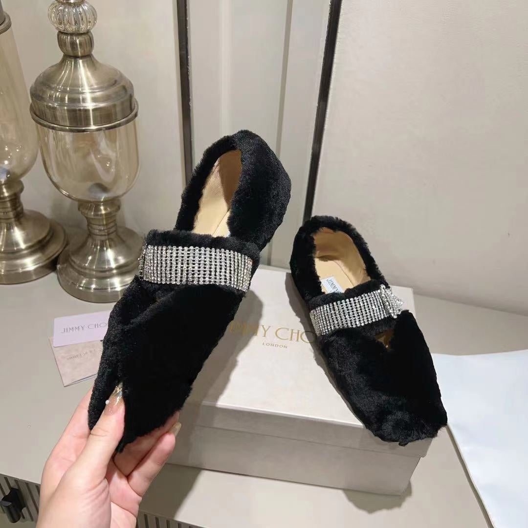 J**C* new high 1: 1 VIPquality rhinestone rabbit fur fur slippers