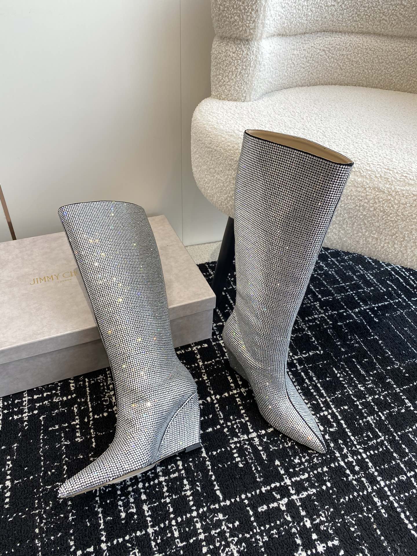 Jimmy Cho* new1: 1 VIP top quality diamond-encrusted boots for autumn and winter