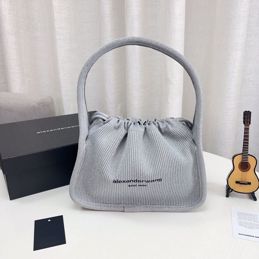 **Wang new candy series drawstring bag ribbed knitted bag