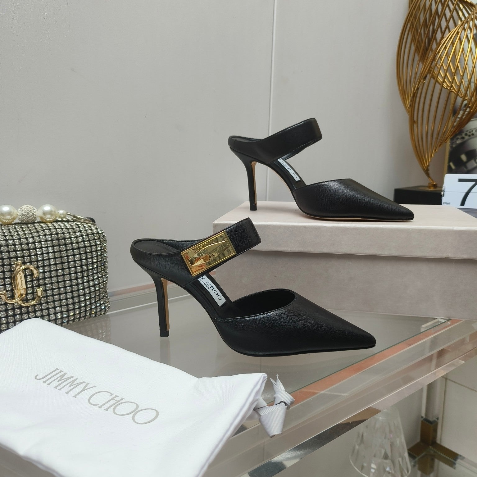 J**C* new high quality metal buckle half slippers for women