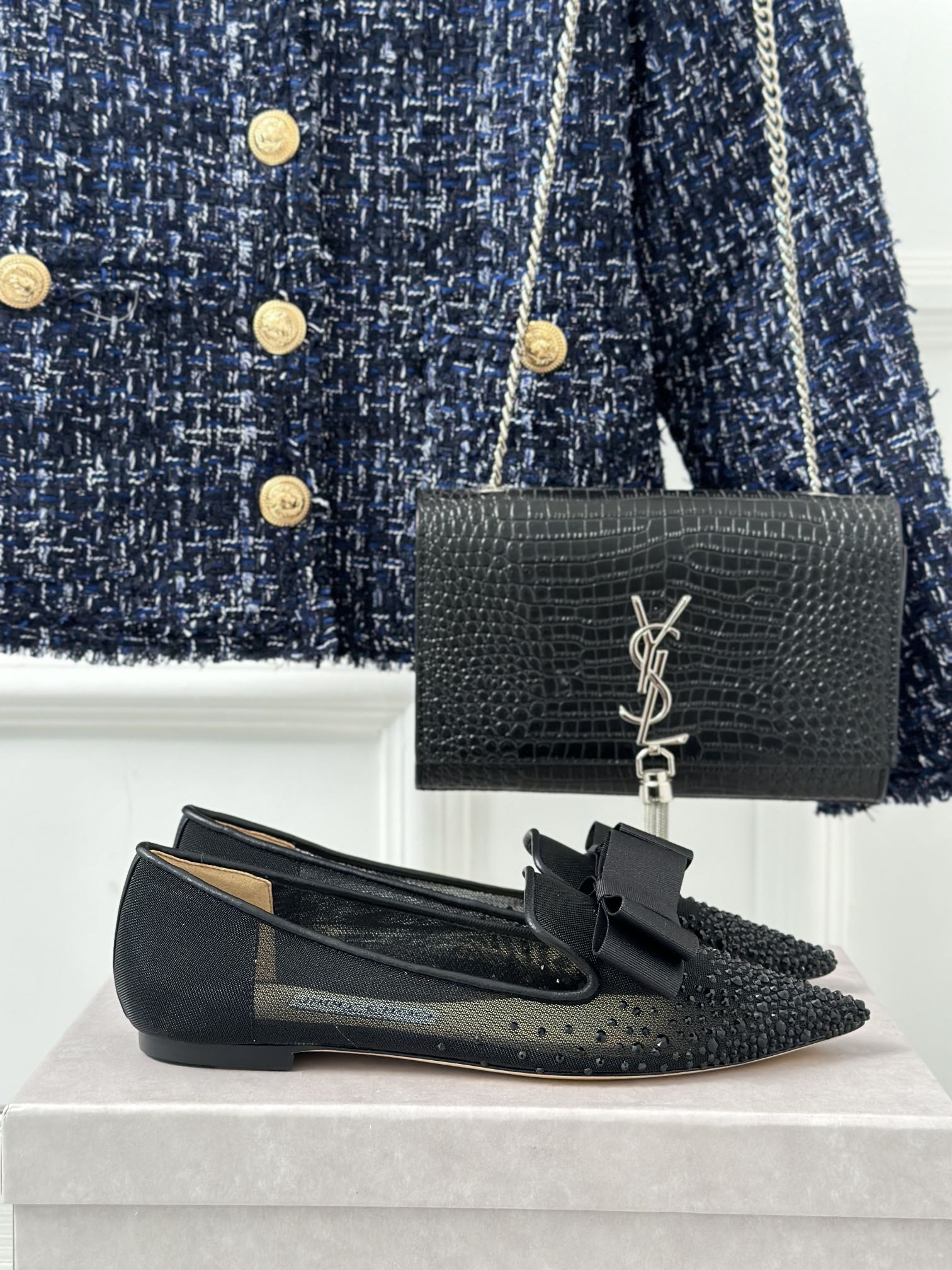 J**C* new high quality rhinestone bow small pointed toe Mary Jane shoes