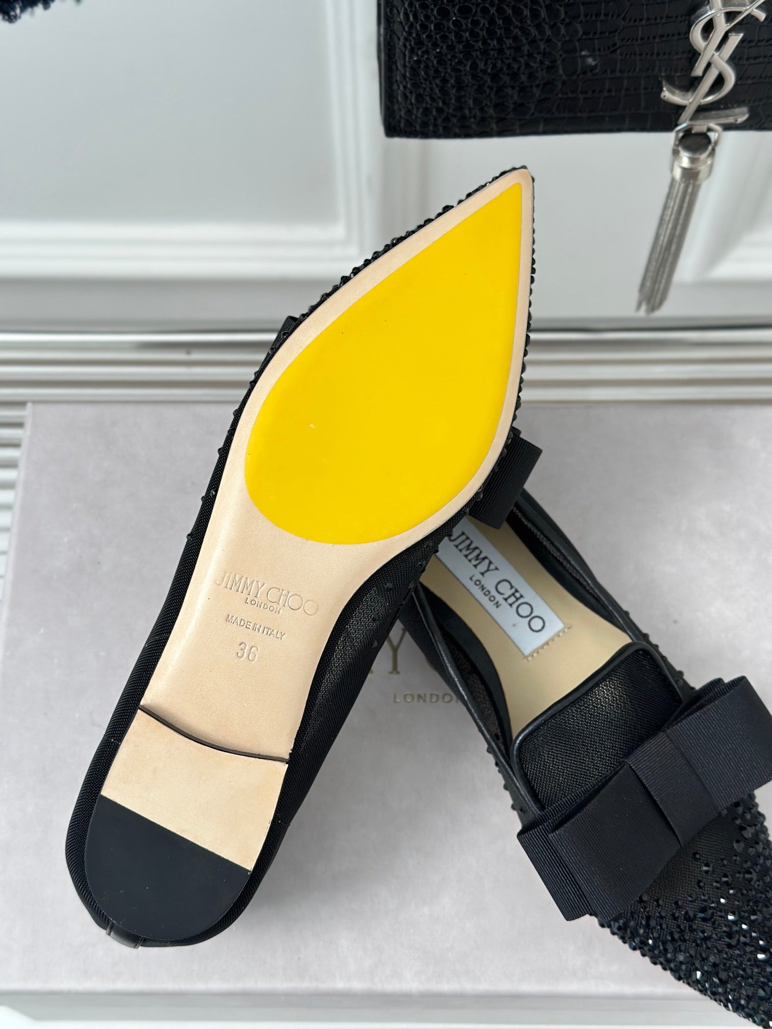 J**C* new high quality rhinestone bow small pointed toe Mary Jane shoes