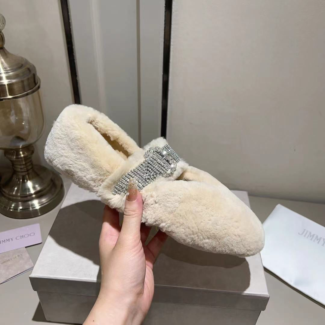 J**C* new high 1: 1 VIPquality rhinestone rabbit fur fur slippers