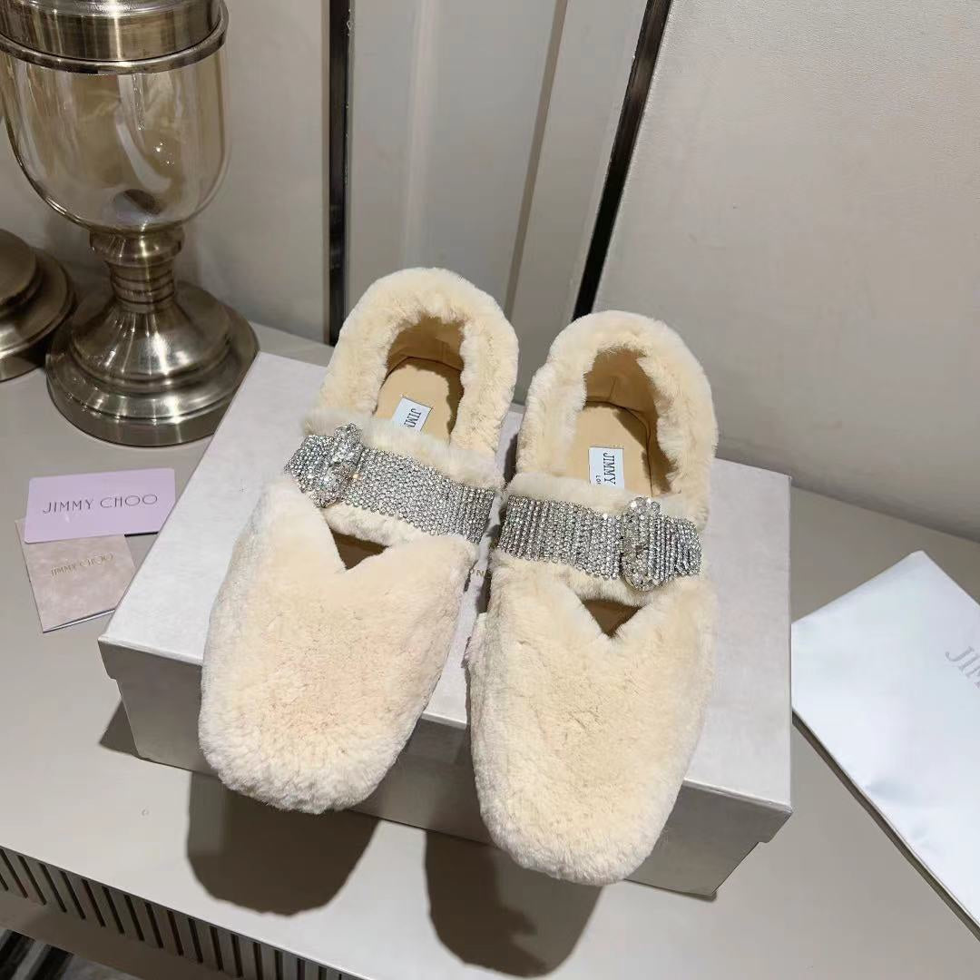 J**C* new high 1: 1 VIPquality rhinestone rabbit fur fur slippers