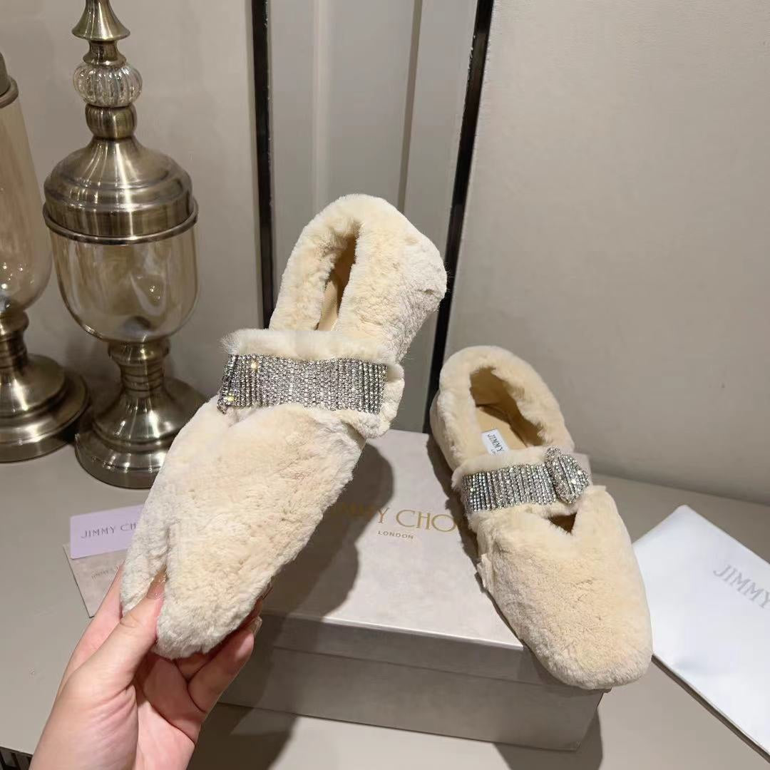J**C* new high 1: 1 VIPquality rhinestone rabbit fur fur slippers