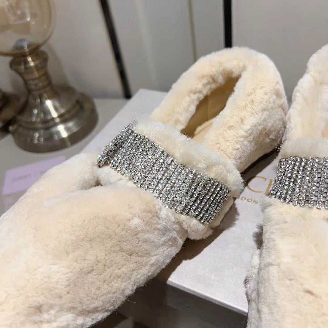 J**C* new high 1: 1 VIPquality rhinestone rabbit fur fur slippers