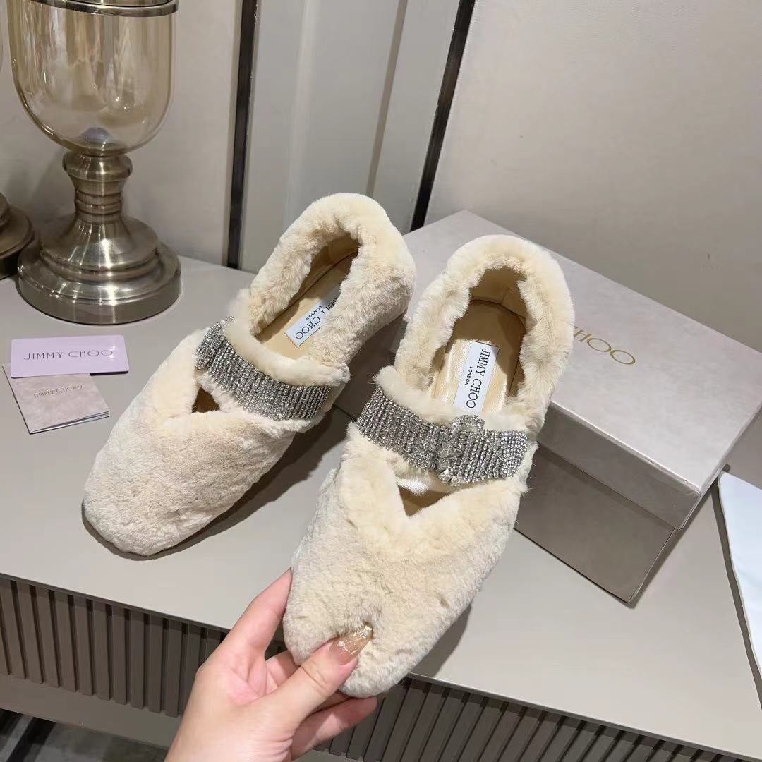 J**C* new high 1: 1 VIPquality rhinestone rabbit fur fur slippers