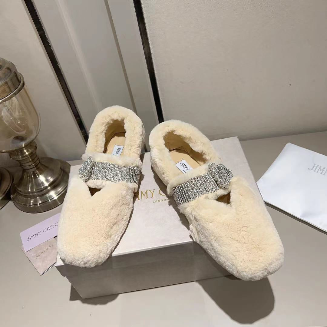 J**C* new high 1: 1 VIPquality rhinestone rabbit fur fur slippers
