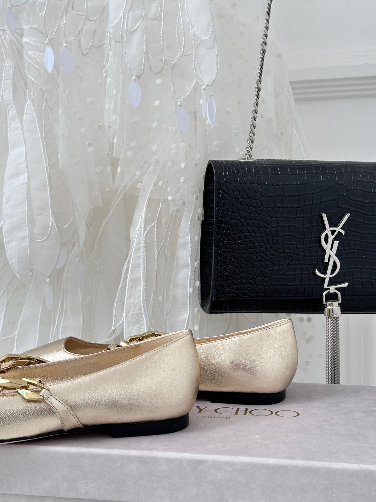 J**C*  1:1 VIP new high quality metal chain small square toe Mary Jane shoes