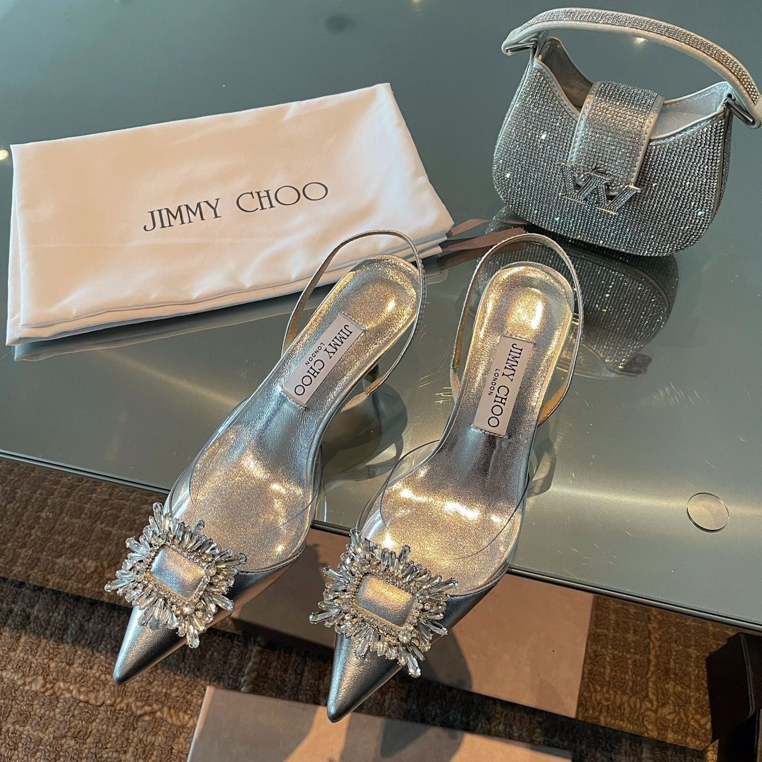 J**C* new high quality patent leather premium spliced small high heels