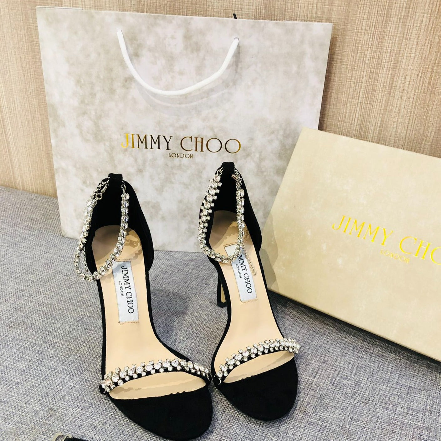 JC ** Top quality rhinestone chain buckle high heel sandals