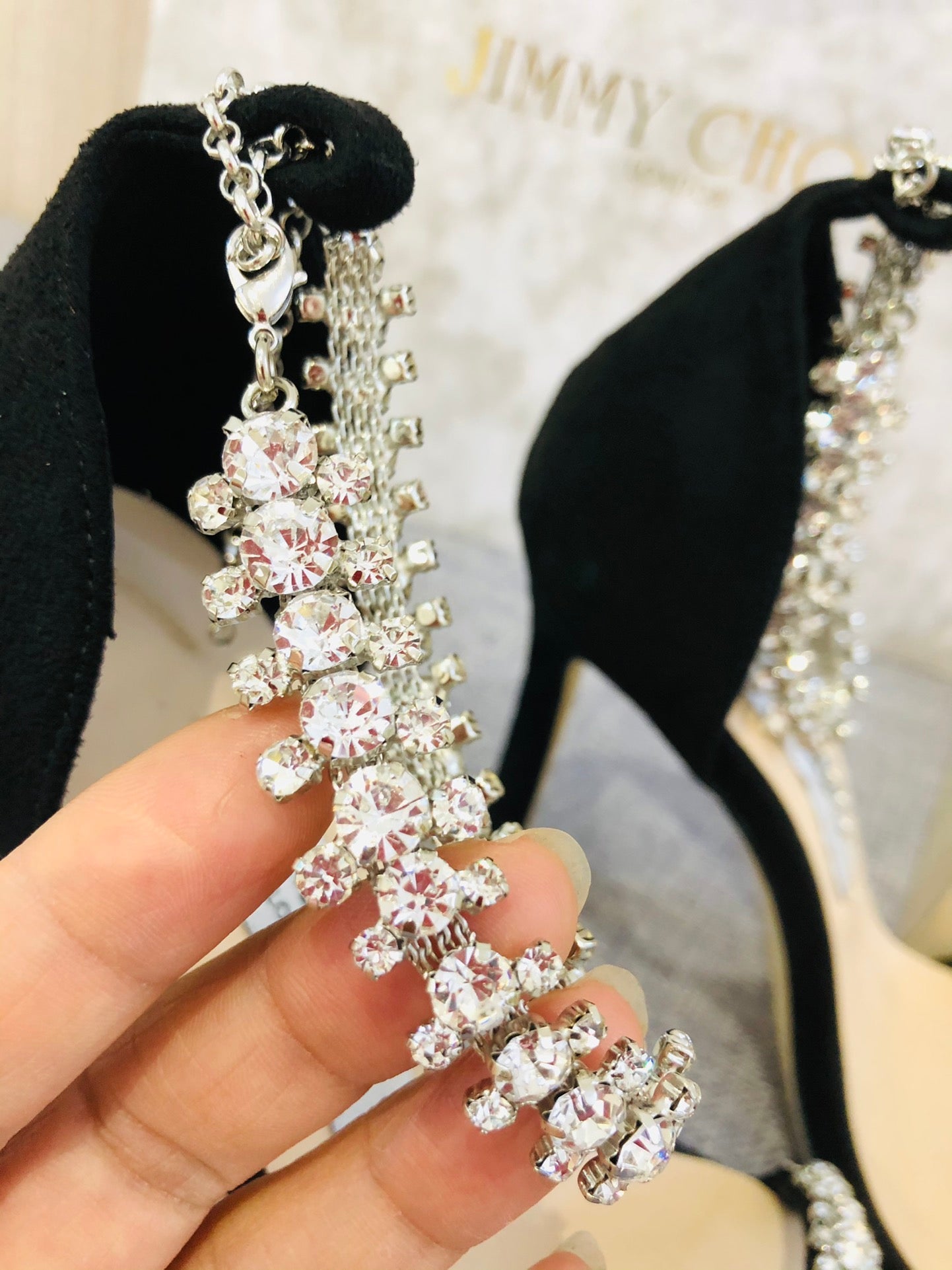 JC ** Top quality rhinestone chain buckle high heel sandals