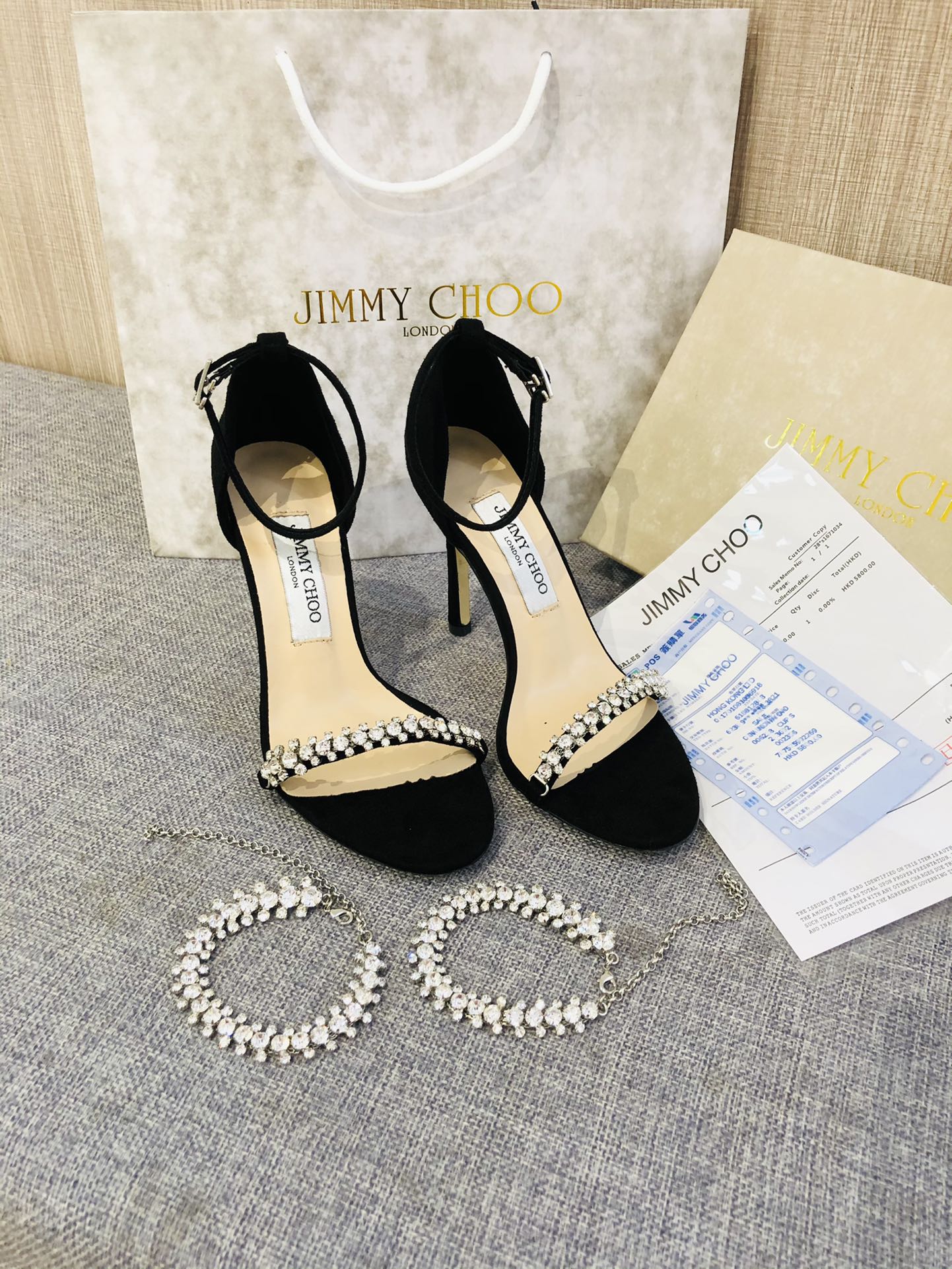 JC ** Top quality rhinestone chain buckle high heel sandals