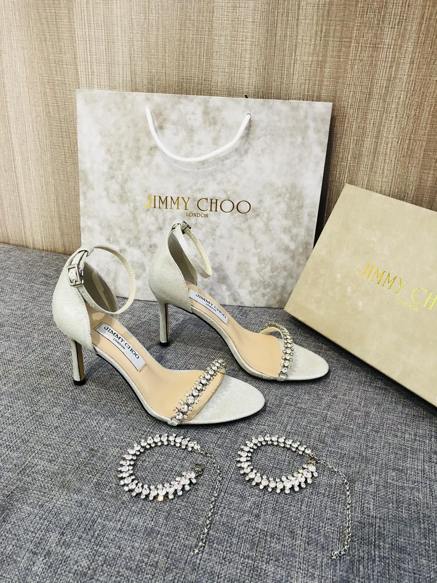 JC ** Top quality rhinestone chain buckle high heel sandals