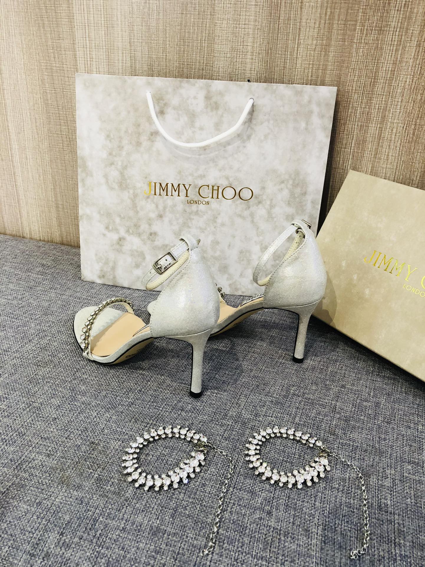 JC ** Top quality rhinestone chain buckle high heel sandals