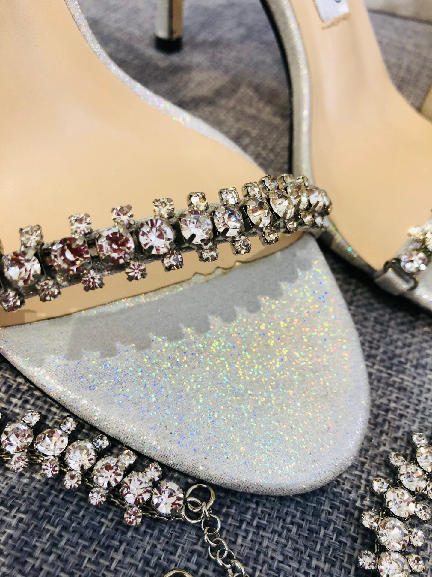 JC ** Top quality rhinestone chain buckle high heel sandals