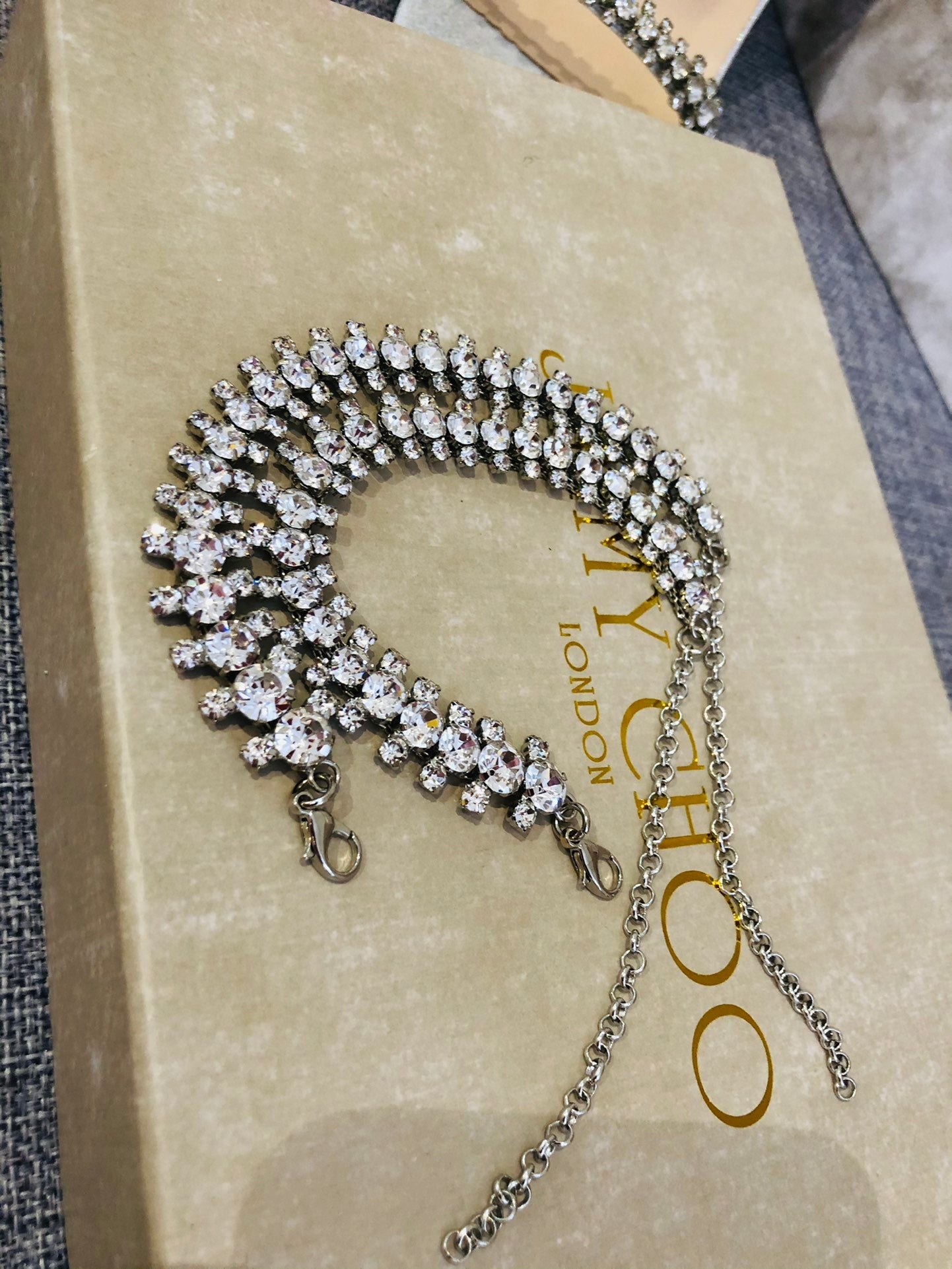 JC ** Top quality rhinestone chain buckle high heel sandals