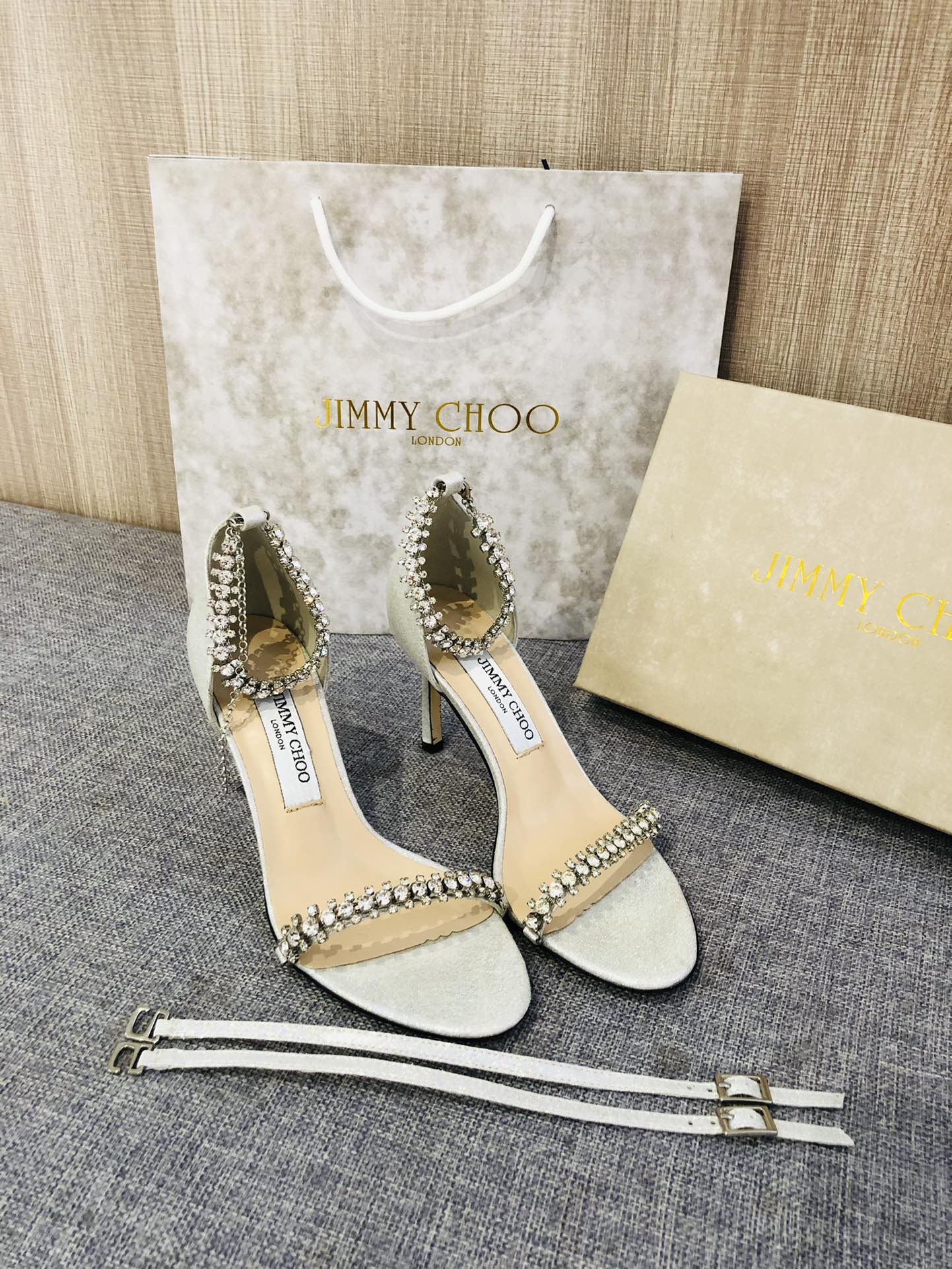 JC ** Top quality rhinestone chain buckle high heel sandals