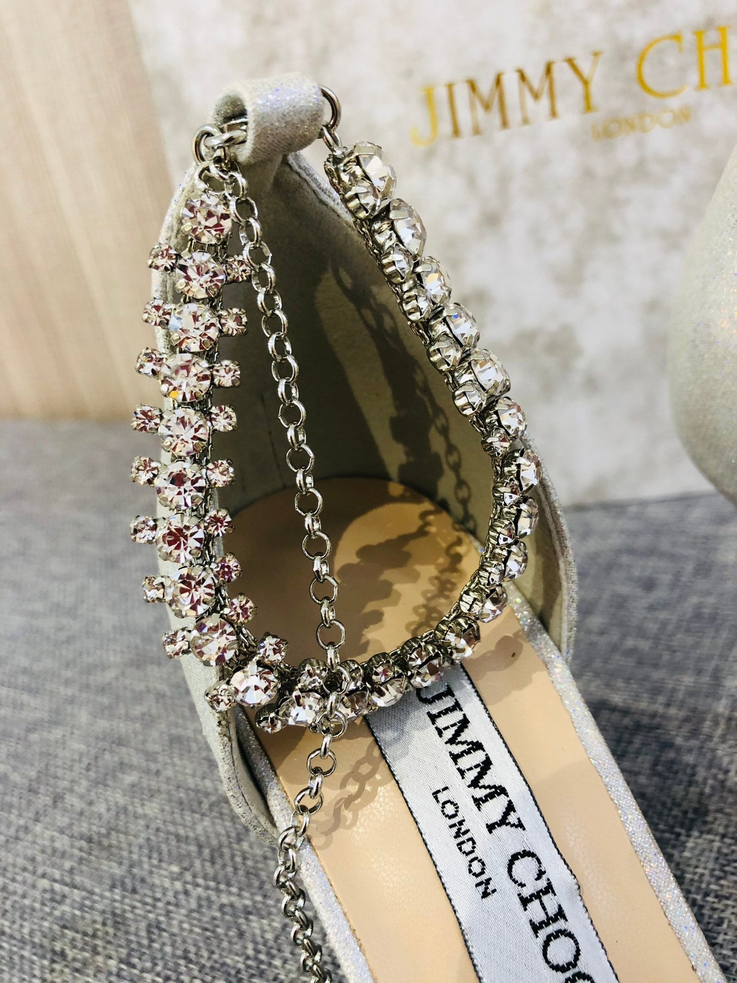 JC ** Top quality rhinestone chain buckle high heel sandals