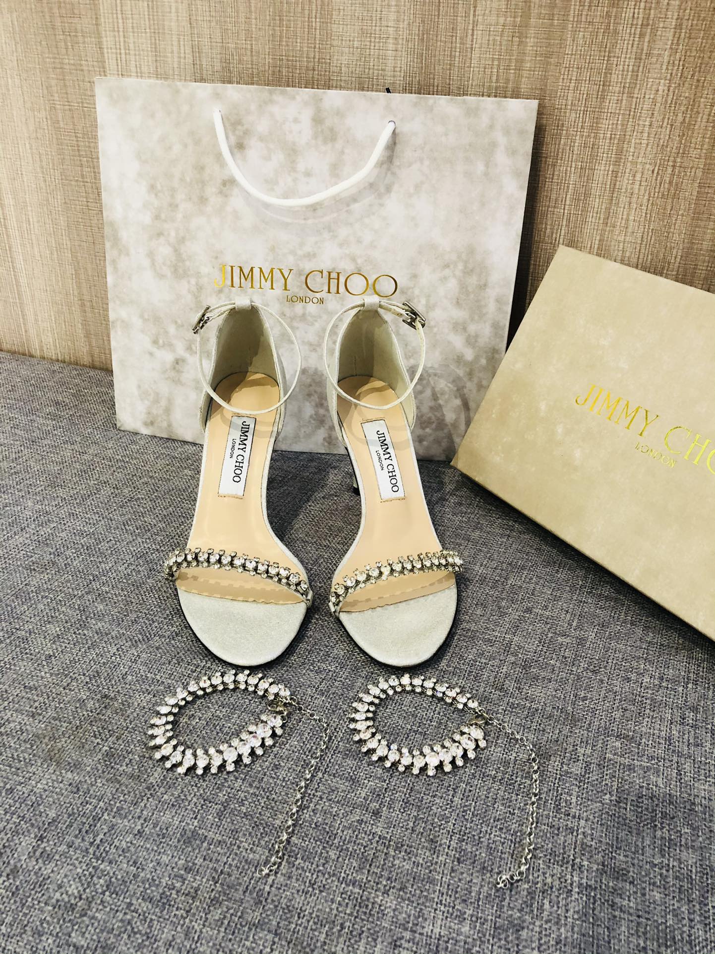 JC ** Top quality rhinestone chain buckle high heel sandals