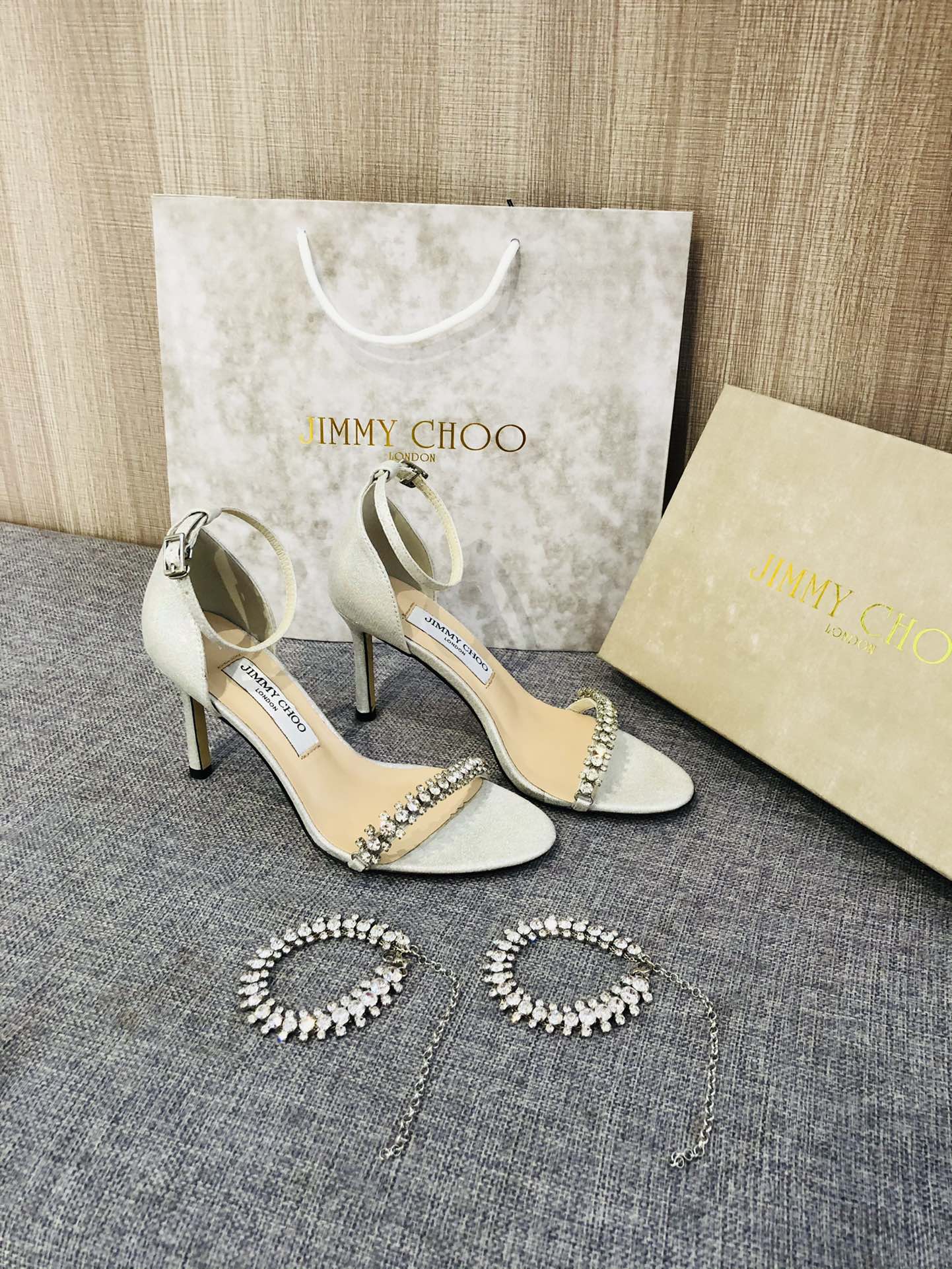 JC ** Top quality rhinestone chain buckle high heel sandals