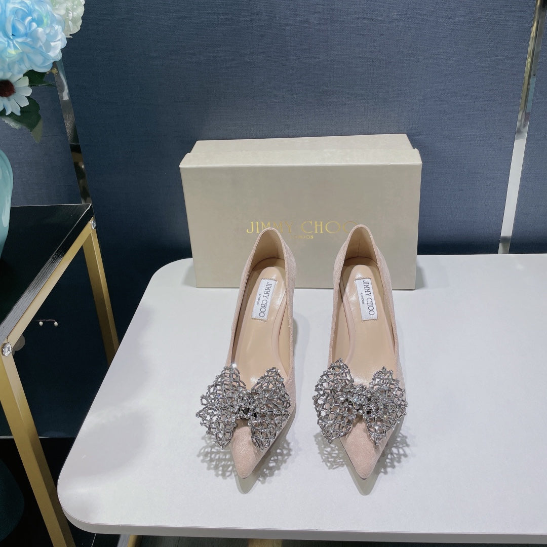 JC ** New MANA series high heels with eye-catching rhinestone bow buckle