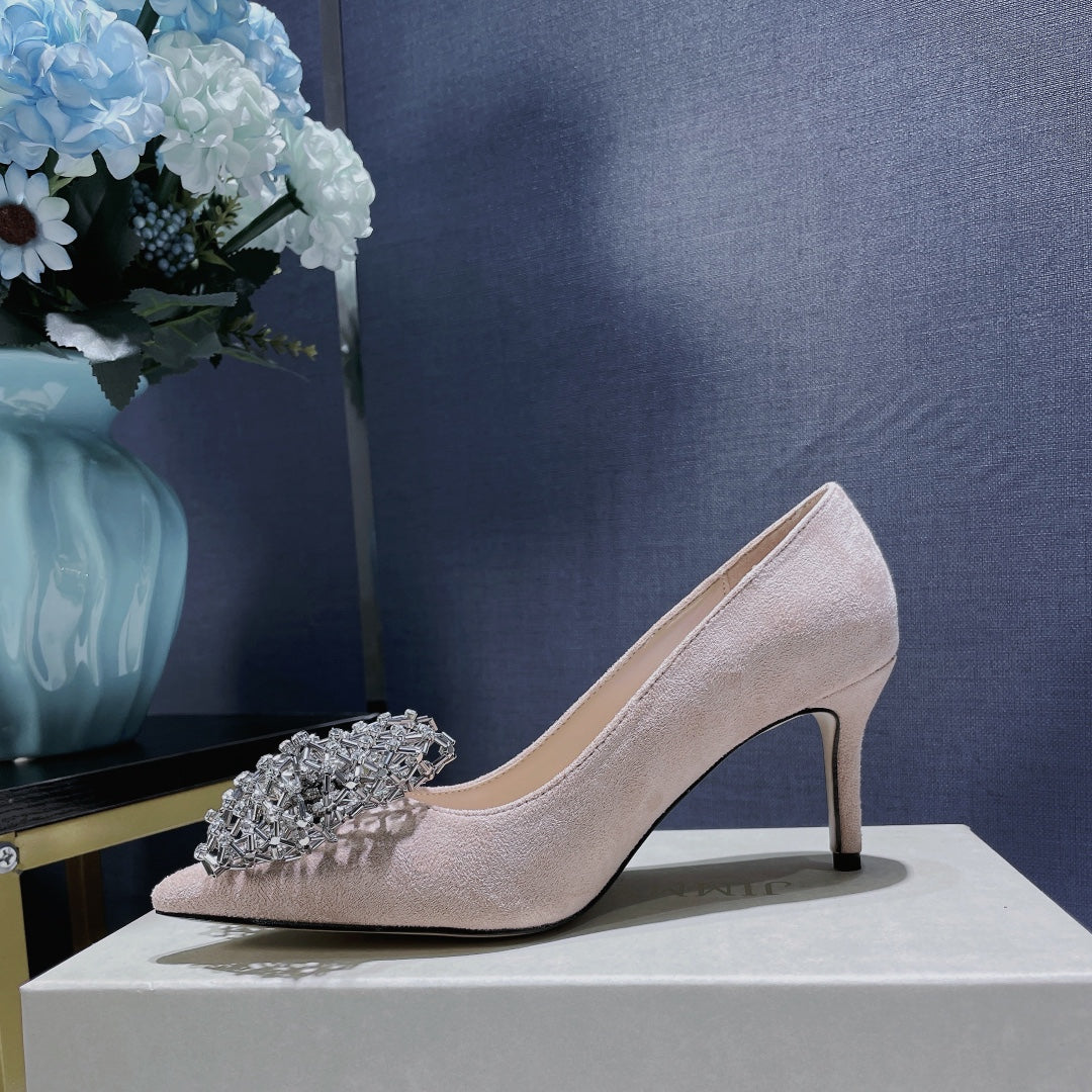 JC ** New MANA series high heels with eye-catching rhinestone bow buckle