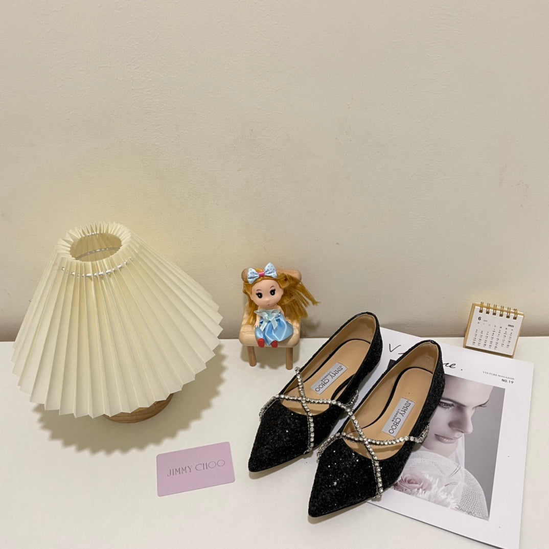 JC rhinestone chain crystal shoes