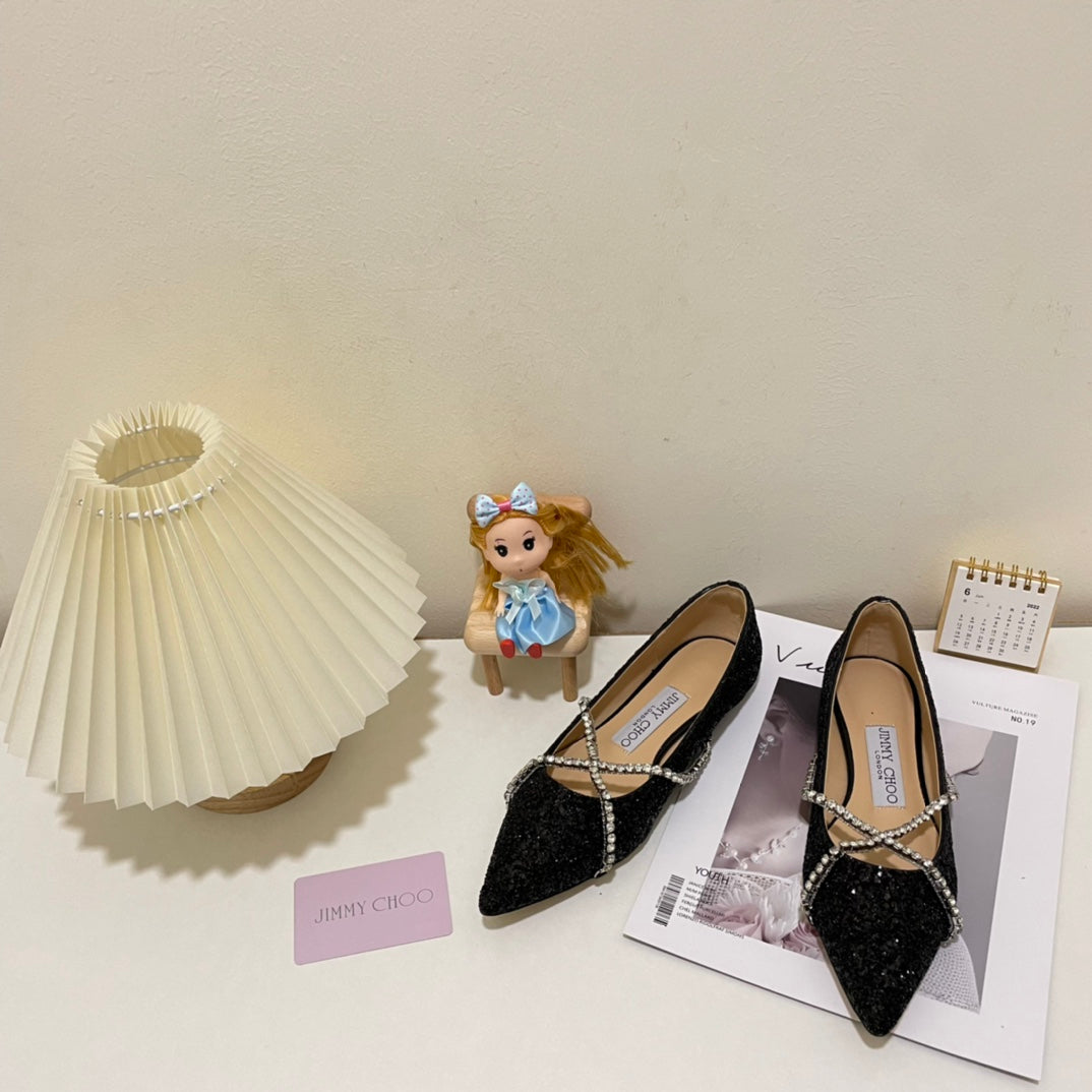 JC rhinestone chain crystal shoes