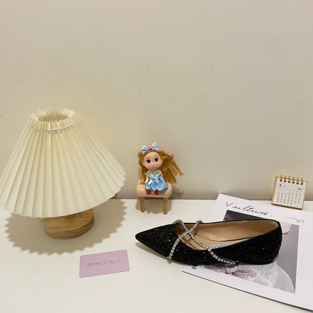 JC rhinestone chain crystal shoes