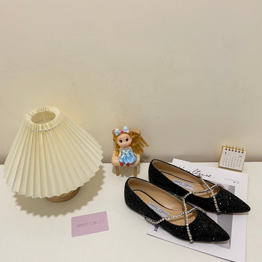 JC rhinestone chain crystal shoes