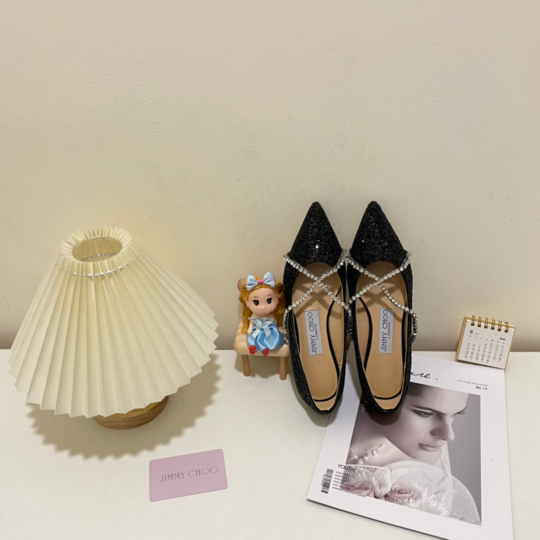 JC rhinestone chain crystal shoes