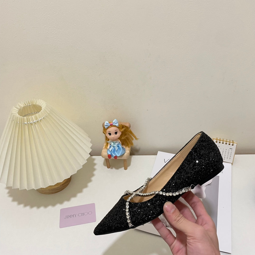 JC rhinestone chain crystal shoes