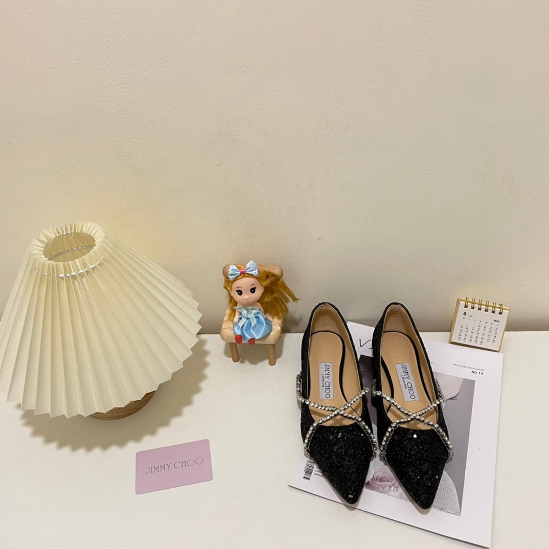 JC rhinestone chain crystal shoes