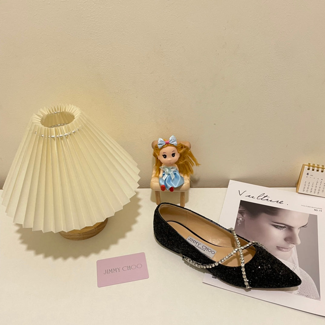 JC rhinestone chain crystal shoes