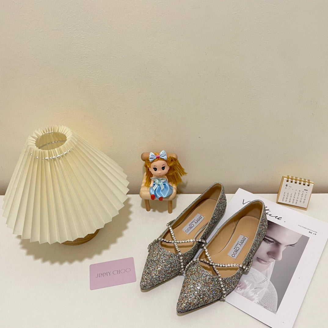 JC rhinestone chain crystal shoes