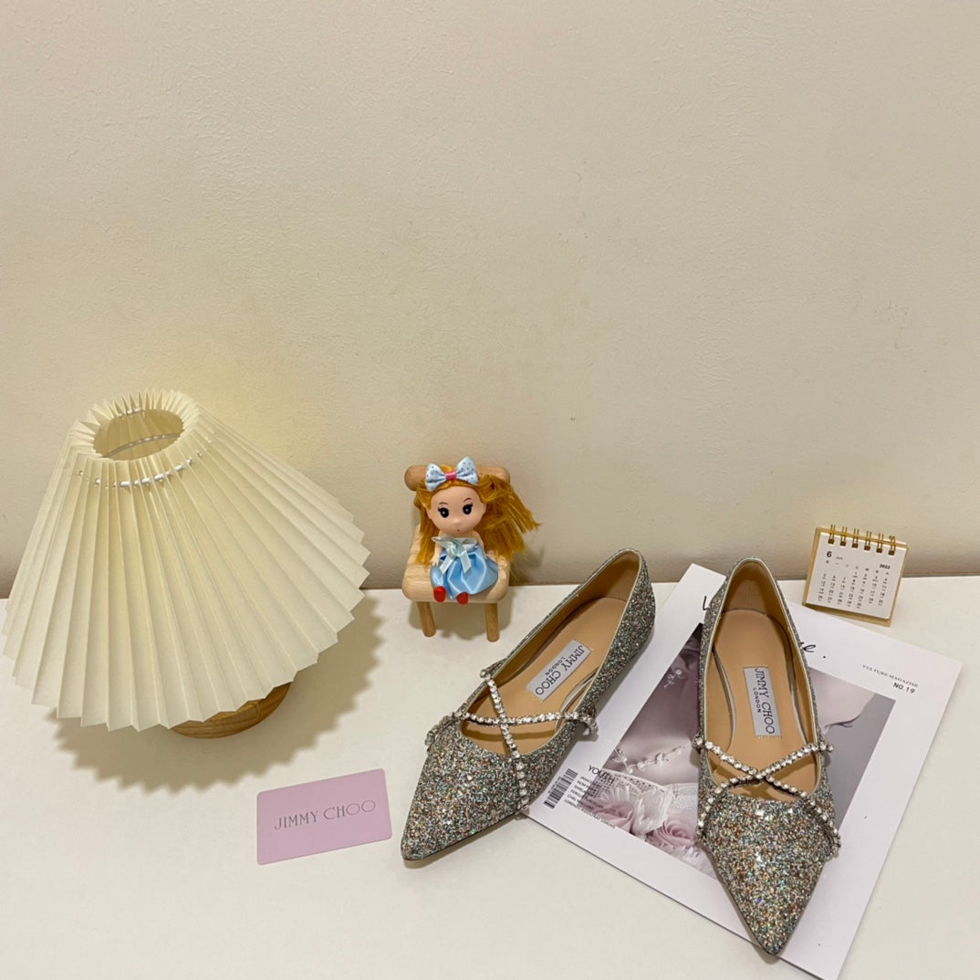 JC rhinestone chain crystal shoes