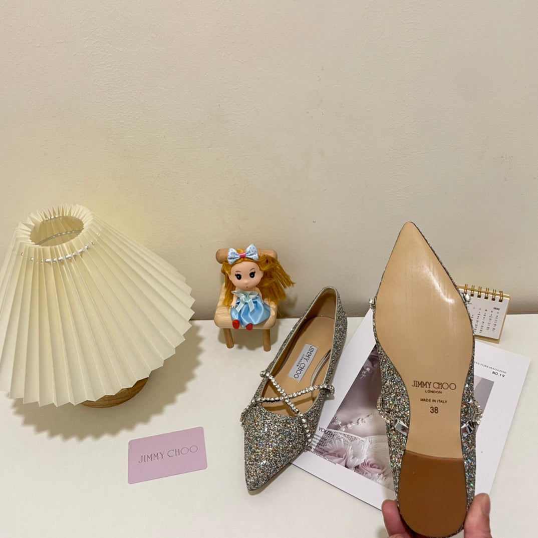 JC rhinestone chain crystal shoes