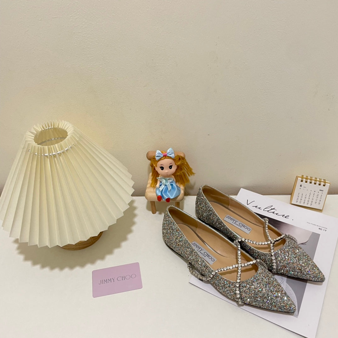 JC rhinestone chain crystal shoes